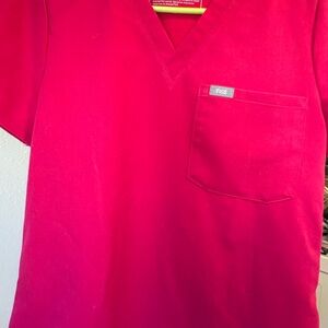 Figs Vivid Red Technical Scrub Top